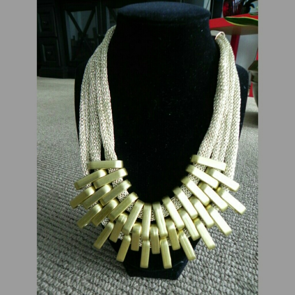 Gold Mesh and Acrylic Necklace